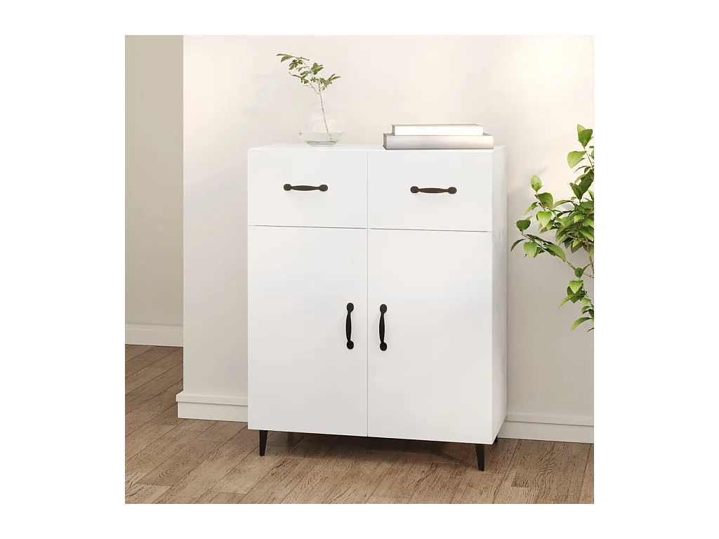 Credenza | Buffet | Armadio Bianca 69,5x34x90 cm in Legno Multistrato