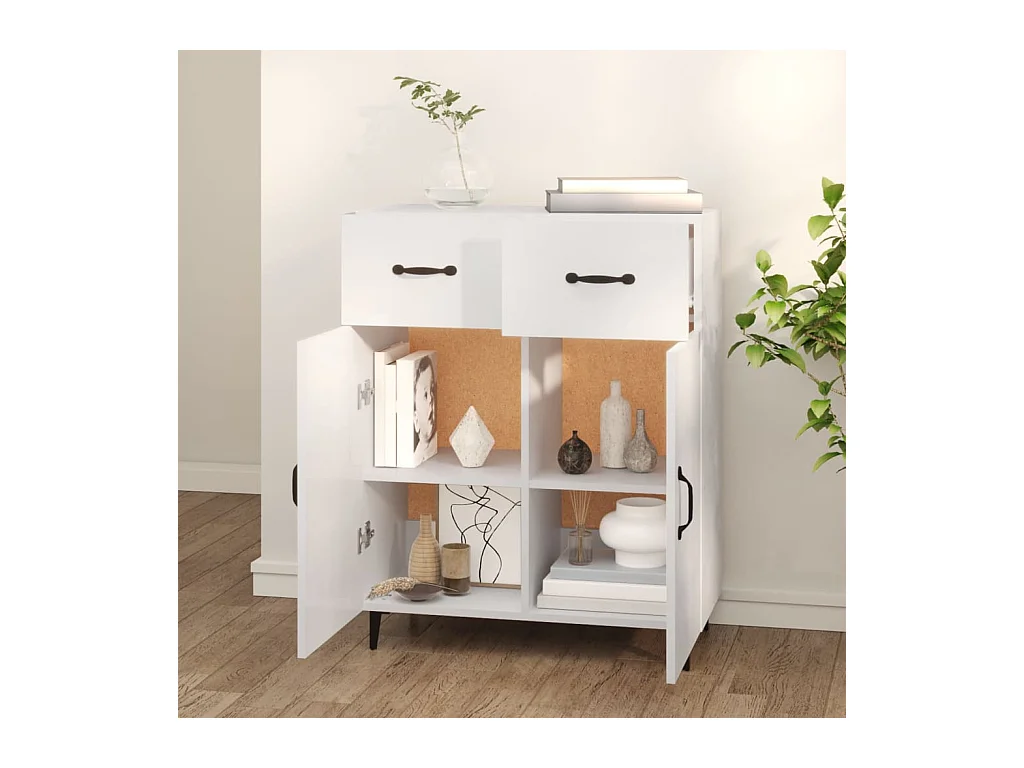 Credenza | Buffet | Armadio Bianca 69,5x34x90 cm in Legno Multistrato