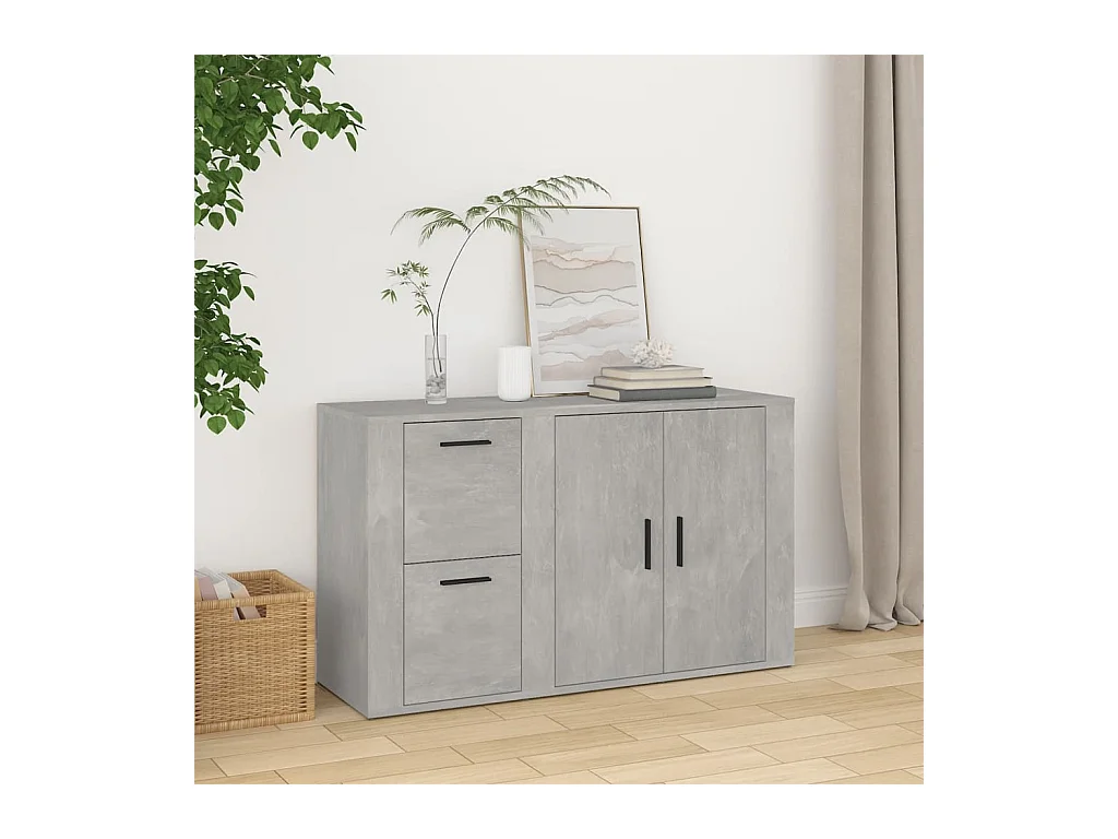 Credenza | Buffet | Armadio Grigio Cemento 100x33x59,5 cm in Legno Multistrato