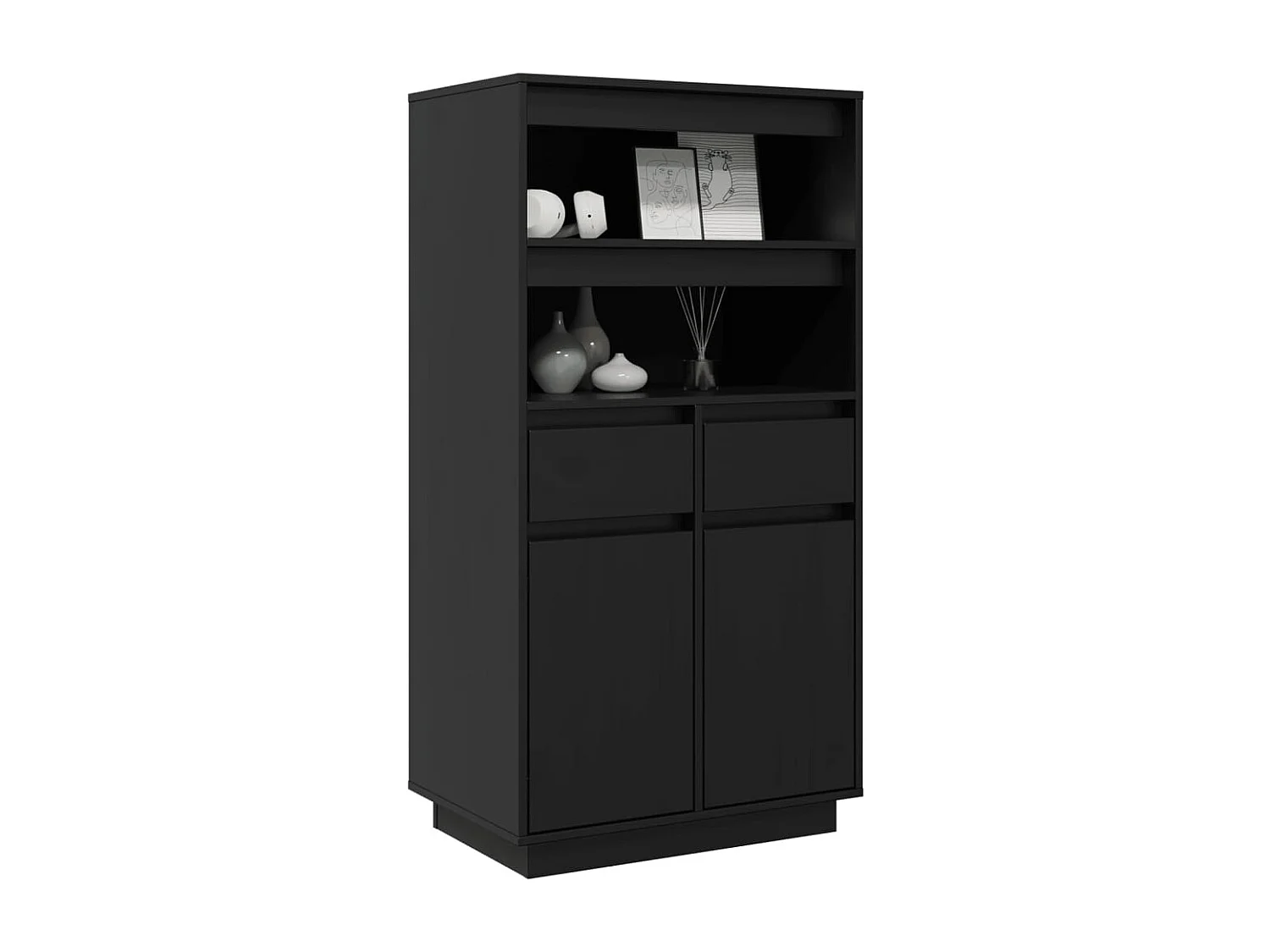 Credenza | Buffet | Armadio Nera 60x40x116,5 cm in Legno Massello di Pino