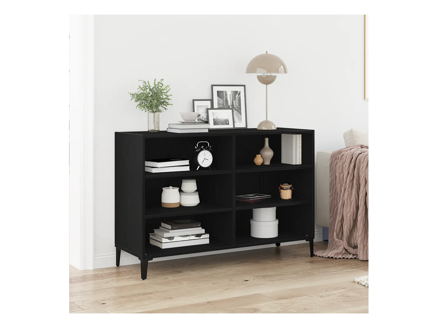 Sideboard | Credenza | Armadio Nero Quercia 103,5x35x70 cm in Legno ingegnerizzato