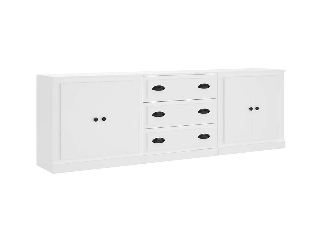 Buffets | Bahuts | Meuble de rangement 3 pcs Blanc Bois d'ingénierie