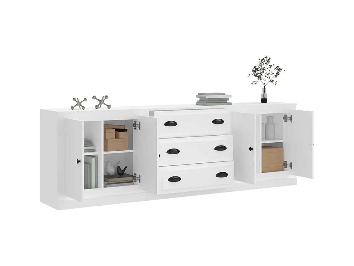 Buffets | Bahuts | Meuble de rangement 3 pcs Blanc Bois d'ingénierie