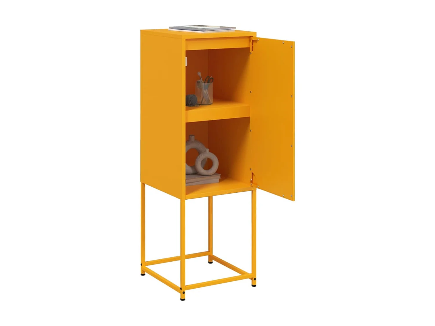 Buffet | Bahut | Meuble de rangement jaune moutarde 36x39x107 cm acier