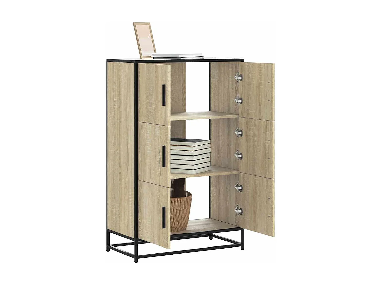 Buffet | Bahut | Meuble de rangement haut chêne sonoma 68x35x106,5 cm bois ingénierie métal