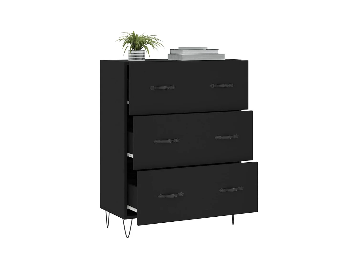 Buffet | Bahut | Meuble de rangement noir 69,5x34x90 cm bois d'ingénierie