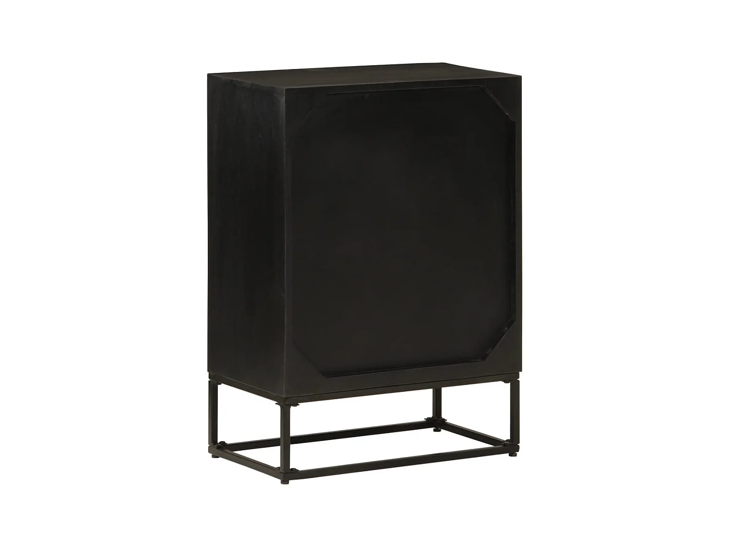 Buffet | Bahut | Meuble de rangement noir 55x30x76 cm bois massif de manguier et fer
