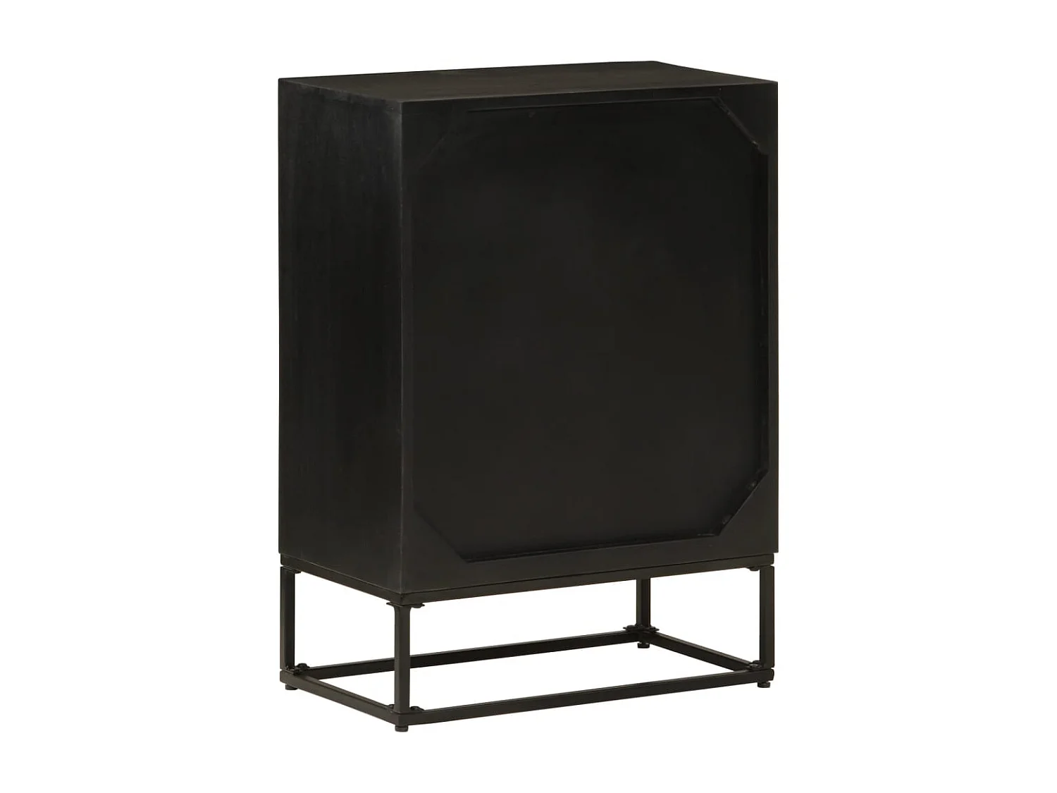 Credenza | Buffet | Armadio Nera 55x30x76 cm in Legno Massello di Mango e Ferro