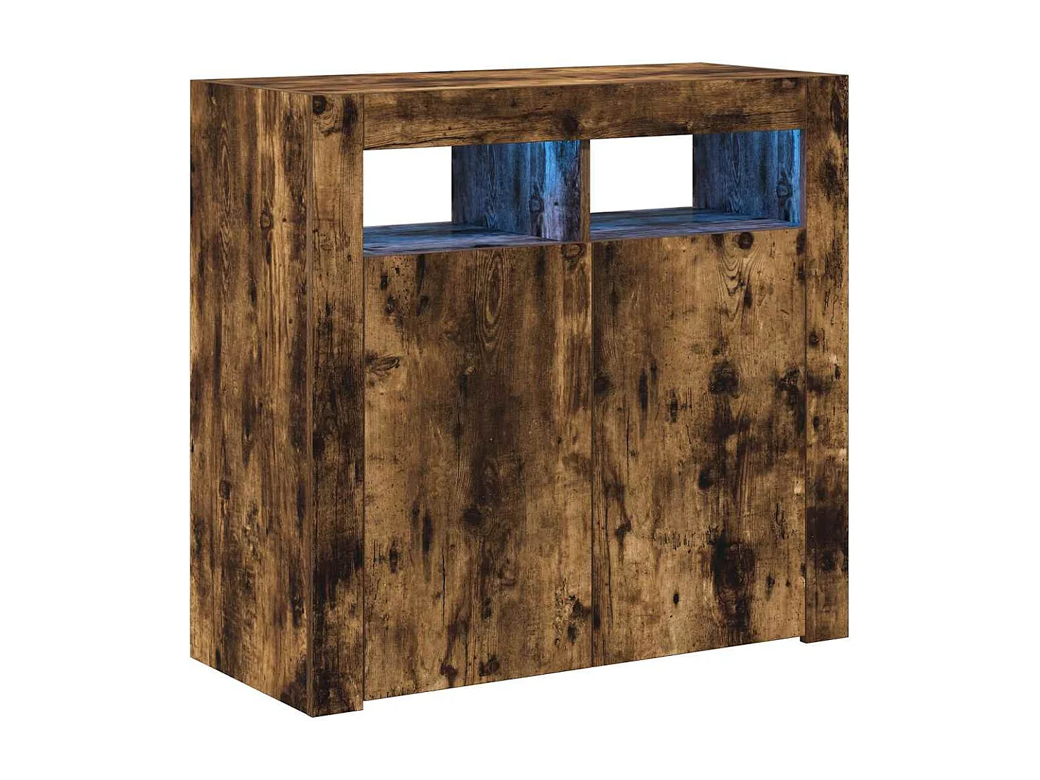 Buffet | Bahut | Meuble de rangement avec lumières LED chêne fumé 80x35x75 cm