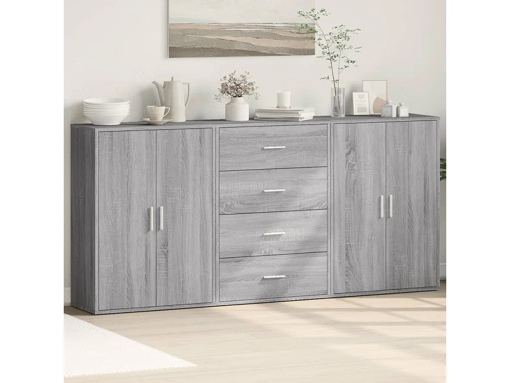 Credenze | Buffet | Armadi 3 pz Grigio Sonoma 60x31x84 cm in Legno Multistrato
