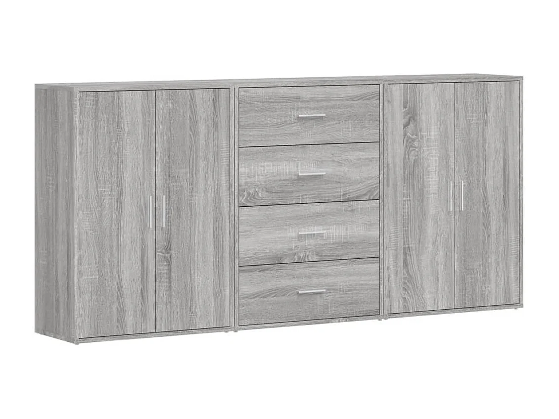 Credenze | Buffet | Armadi 3 pz Grigio Sonoma 60x31x84 cm in Legno Multistrato