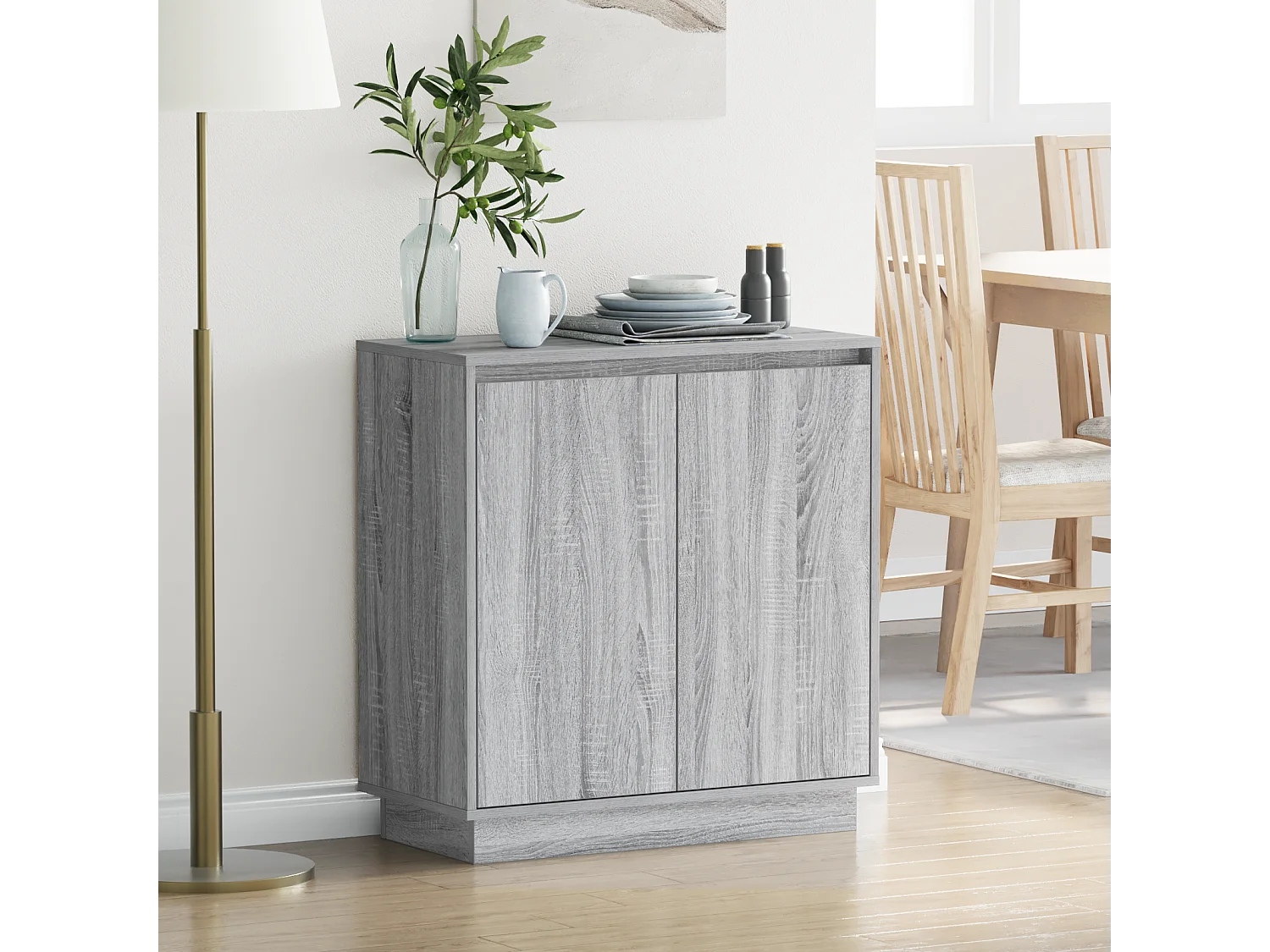 Credenza | Buffet | Armadio LED Grigio Sonoma 71x34,5x75 cm in Legno Ingengnerizzato