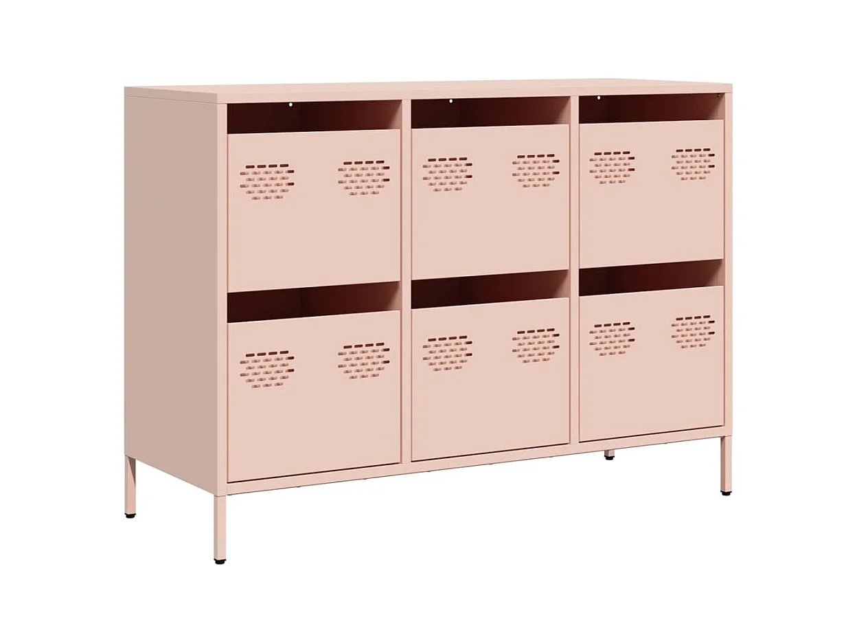 Buffet | Commode à tiroir | Meuble de rangement rose 101,5x39x73,5 cm acier laminé à froid