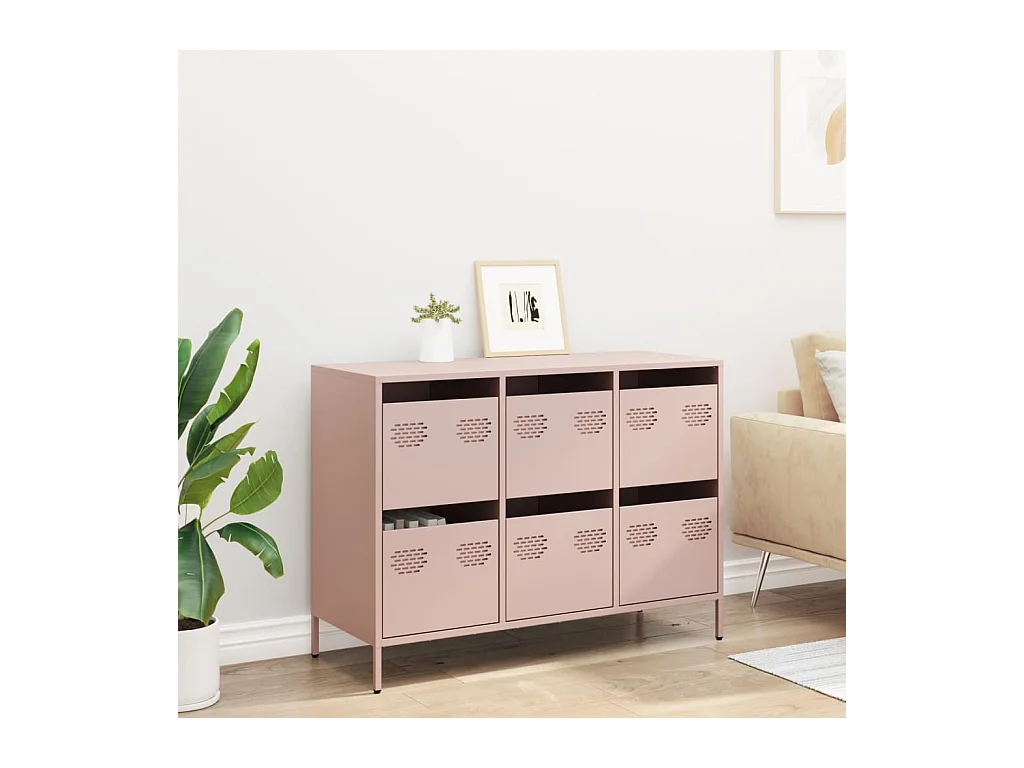 Buffet | Commode à tiroir | Meuble de rangement rose 101,5x39x73,5 cm acier laminé à froid