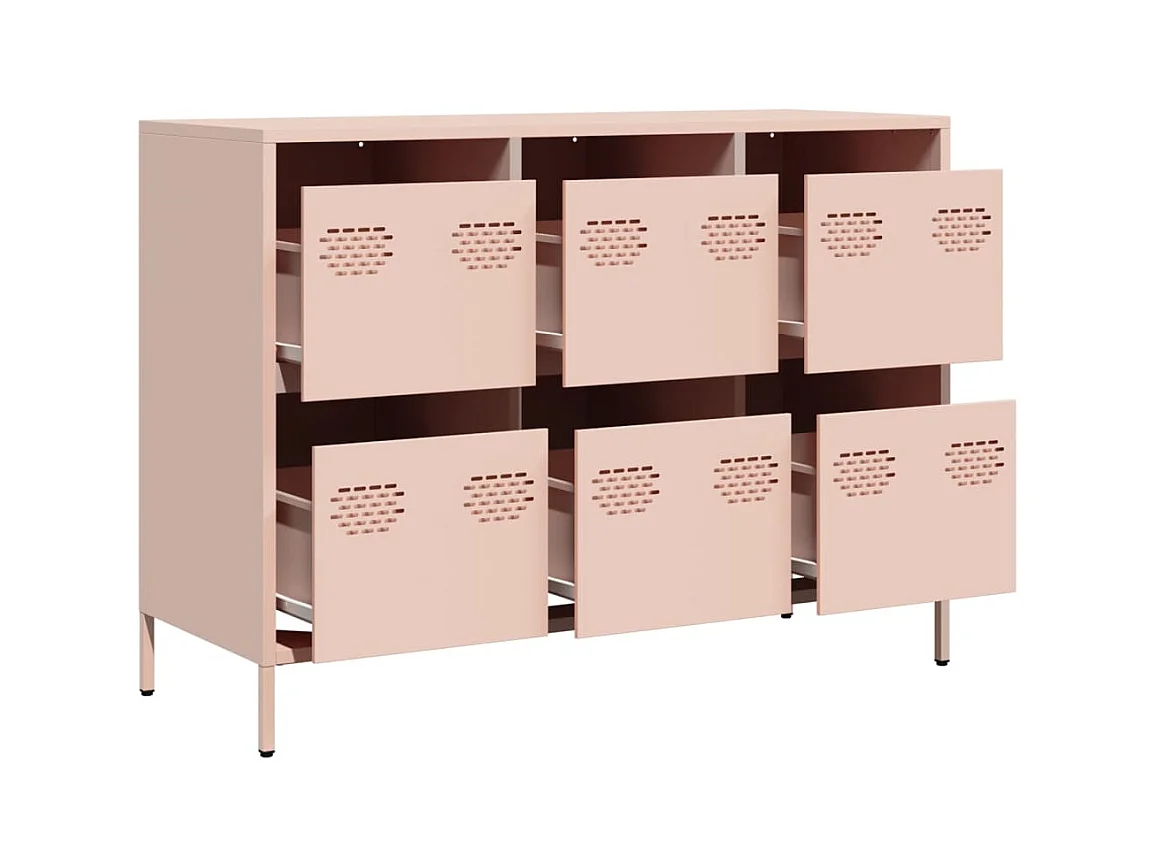 Buffet | Commode à tiroir | Meuble de rangement rose 101,5x39x73,5 cm acier laminé à froid