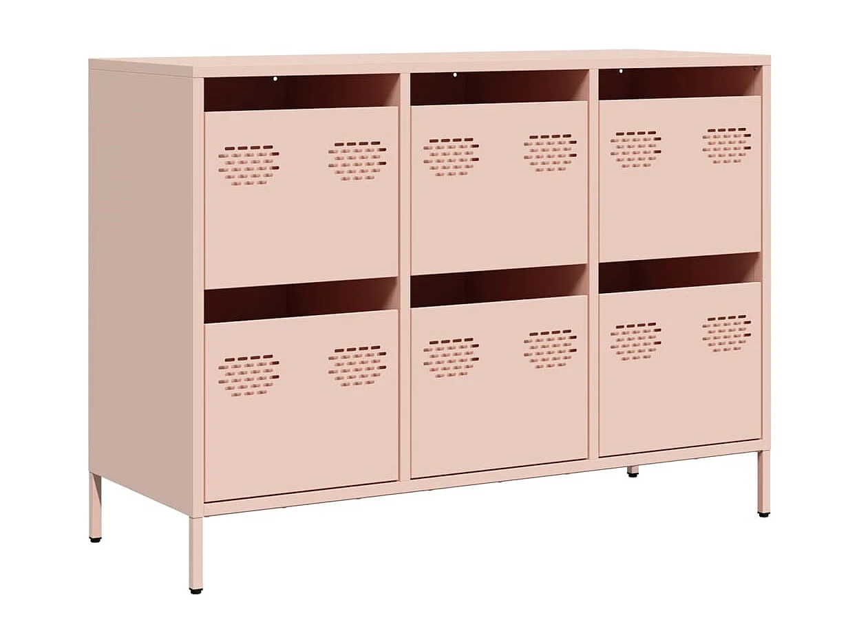 Buffet | Commode à tiroir | Meuble de rangement rose 101,5x39x73,5 cm acier laminé à froid