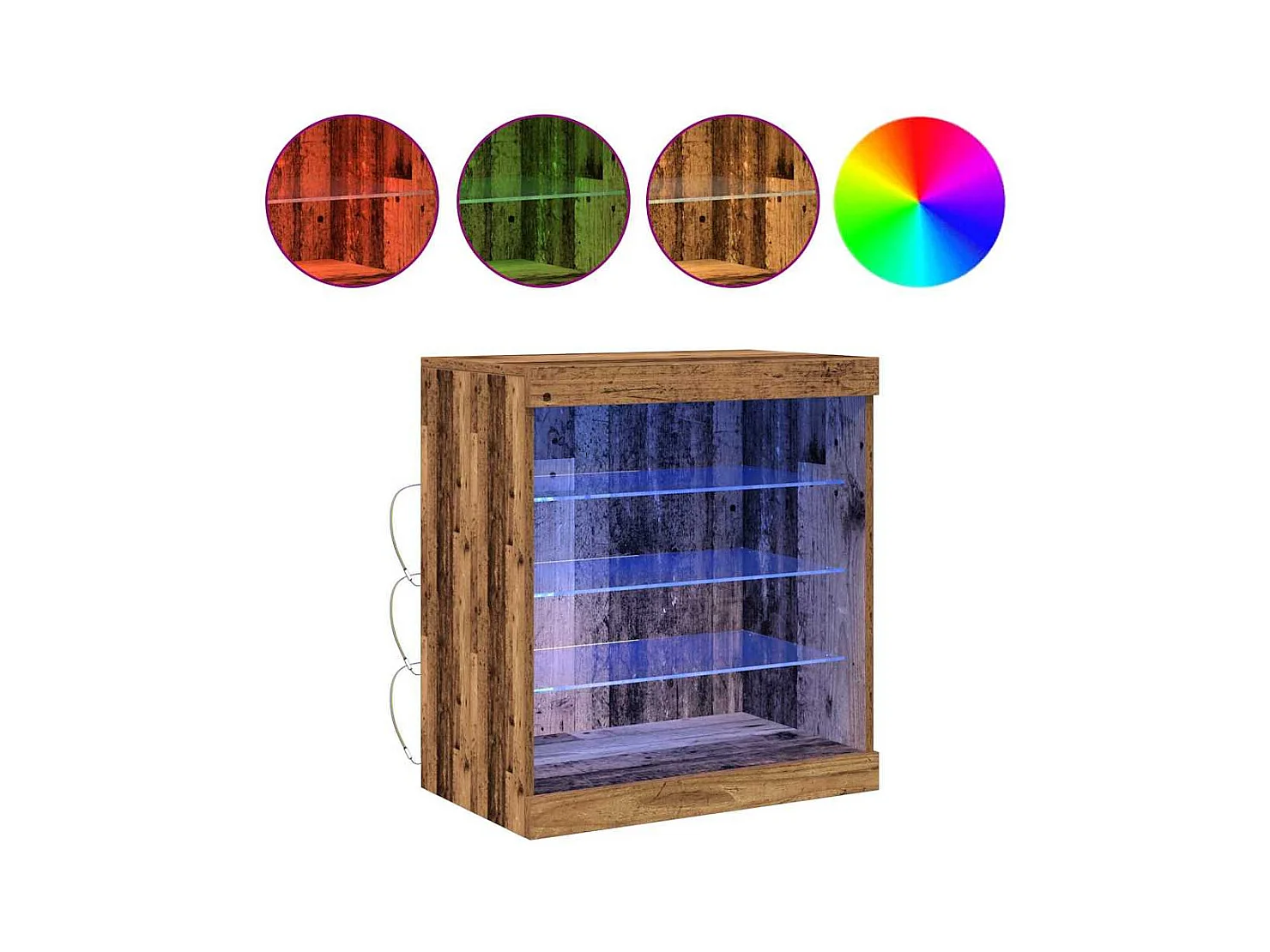 Buffet | Bahut | Meuble de rangement avec lumières LED Bois ancien 60,5x37x67 cm