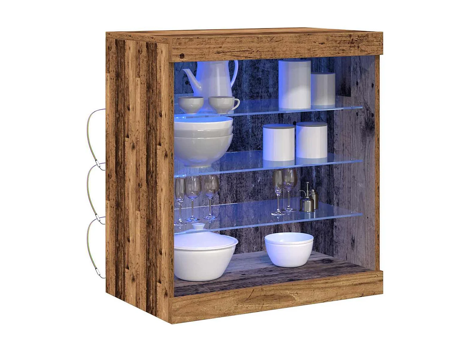 Buffet | Bahut | Meuble de rangement avec lumières LED Bois ancien 60,5x37x67 cm