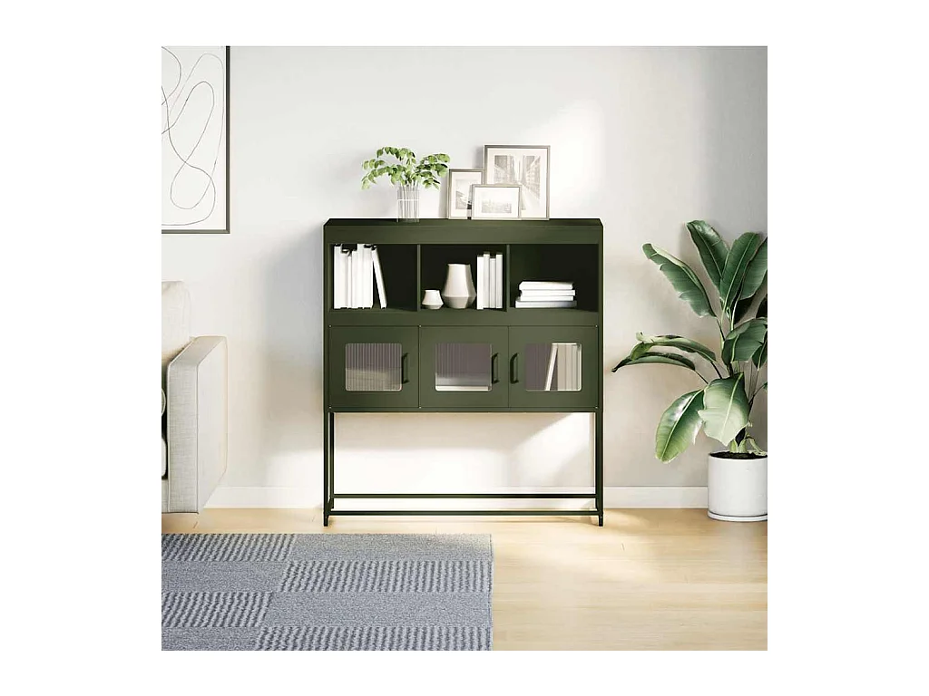 Buffet | Bahut | Meuble de rangement vert olive 100,5x39x107 cm acier laminé à froid