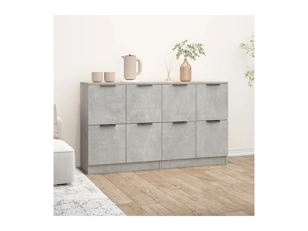 Buffets | Bahuts | Meuble de rangement 2 pcs Gris béton 60x30x70 cm Bois d'ingénierie