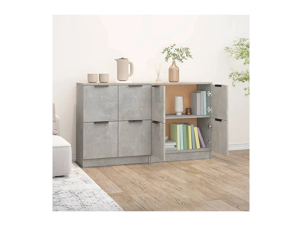Buffets | Bahuts | Meuble de rangement 2 pcs Gris béton 60x30x70 cm Bois d'ingénierie