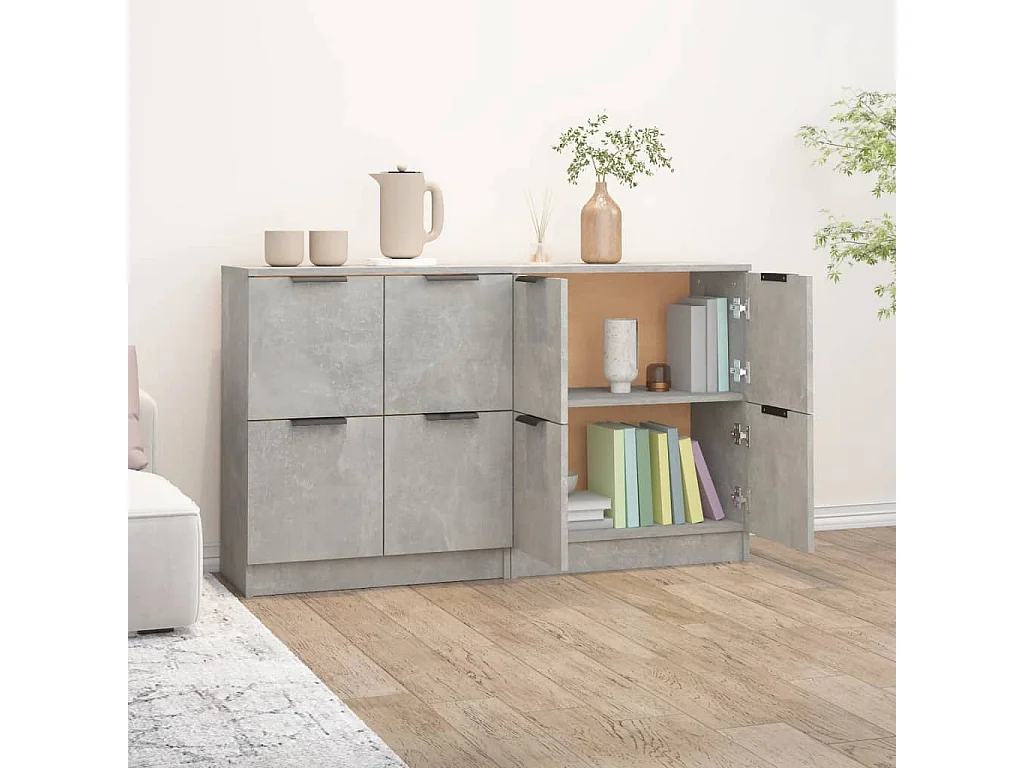 Buffets | Bahuts | Meuble de rangement 2 pcs Gris béton 60x30x70 cm Bois d'ingénierie
