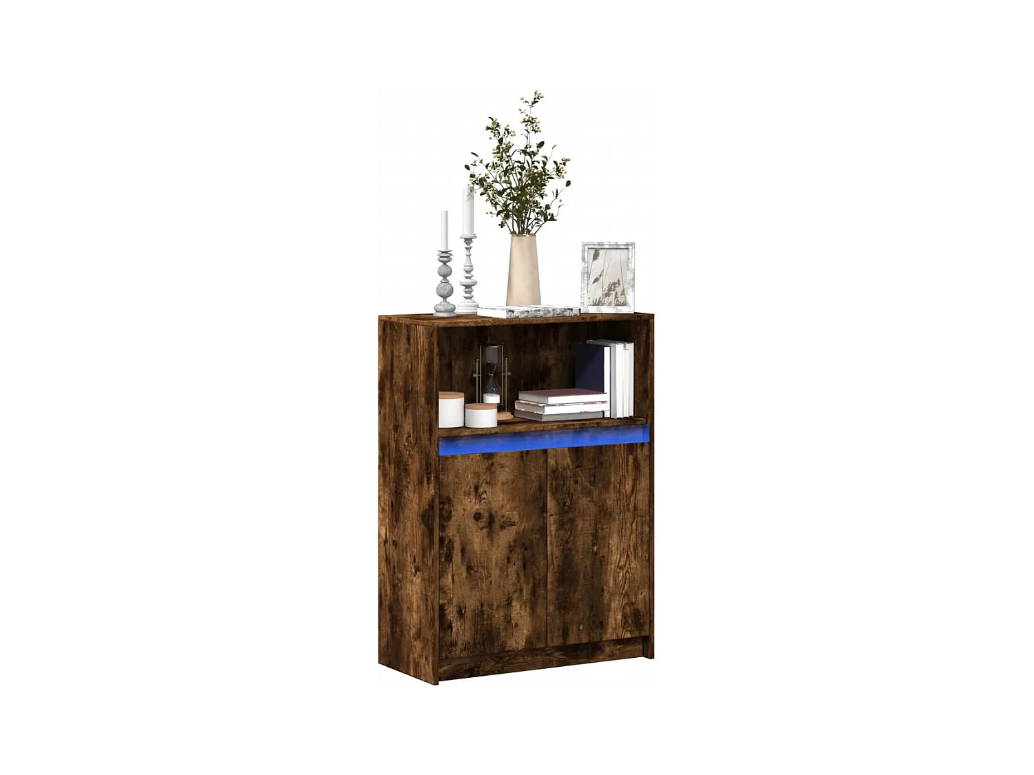 Credenza | Buffet | Armadio con LED Rovere Fumo 72x34x100 cm in Legno Multistrato