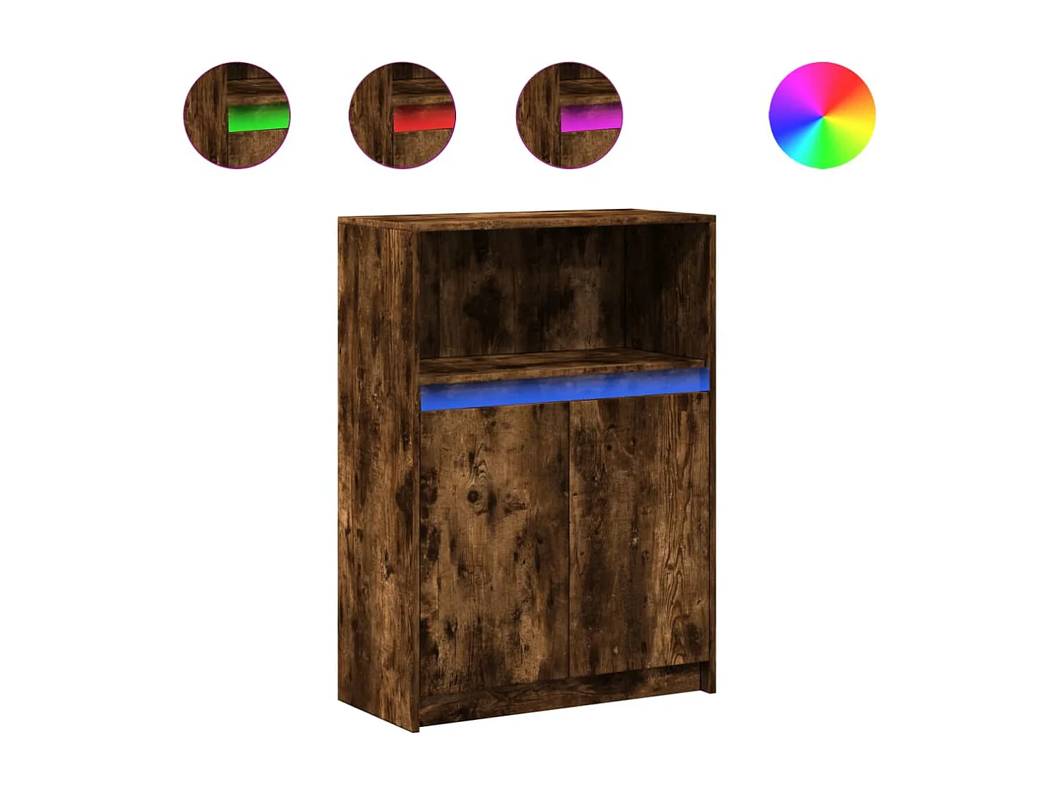 Buffet | Bahut | Meuble de rangement avec LED chêne fumé 72x34x100 cm bois d'ingénierie