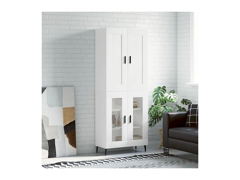 Credenza | Buffet | Armadio Bianca 69,5x34x180 cm in Legno Multistrato