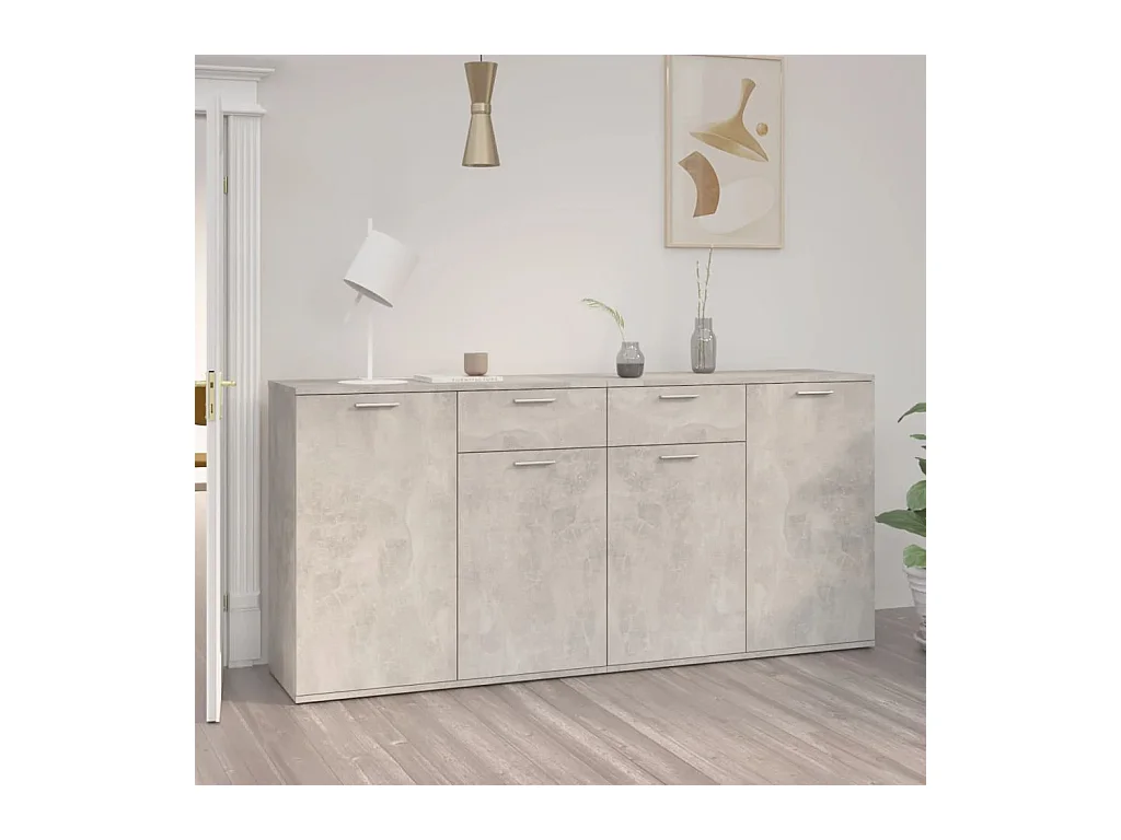 Buffet | Commode à tiroir | Meuble de rangement Gris béton 160x36x75 cm Bois d'ingénierie
