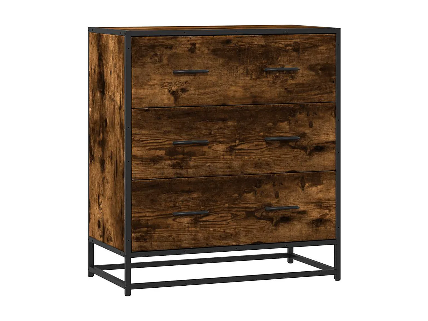 Buffet | Commode à tiroir | Meuble de rangement chêne fumé 68x35x76 cm bois d'ingénierie et métal