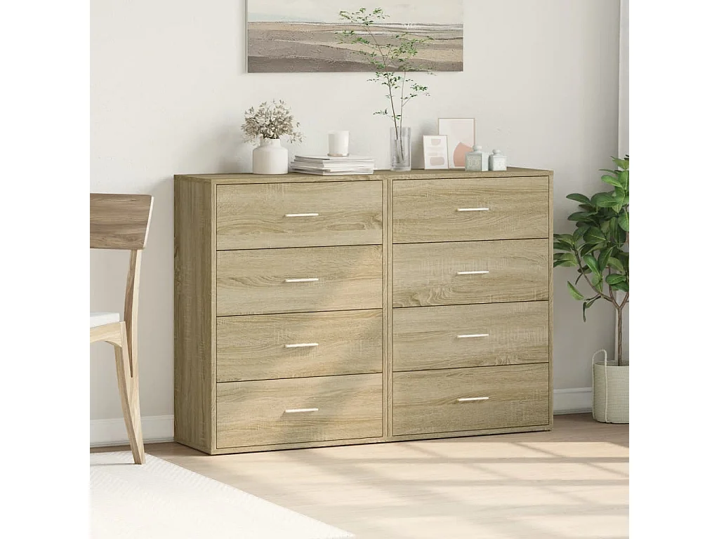 Buffets | Sideboards | Dressoirs 2 st 60x31x84 cm bewerkt hout sonoma eikenkleurig