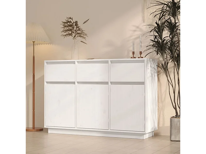 Buffet | Bahut | Meuble de rangement blanc 110x34x75 cm bois massif de pin