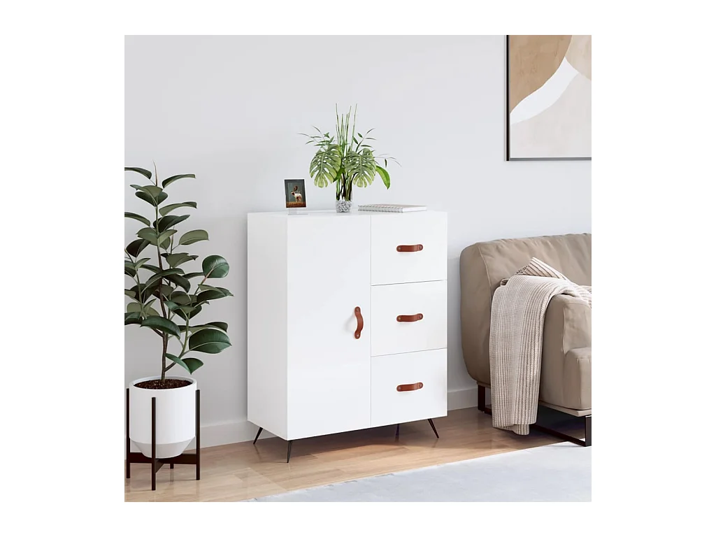 Buffet | Bahut | Meuble de rangement Blanc brillant 69,5x34x90 cm Bois d'ingénierie