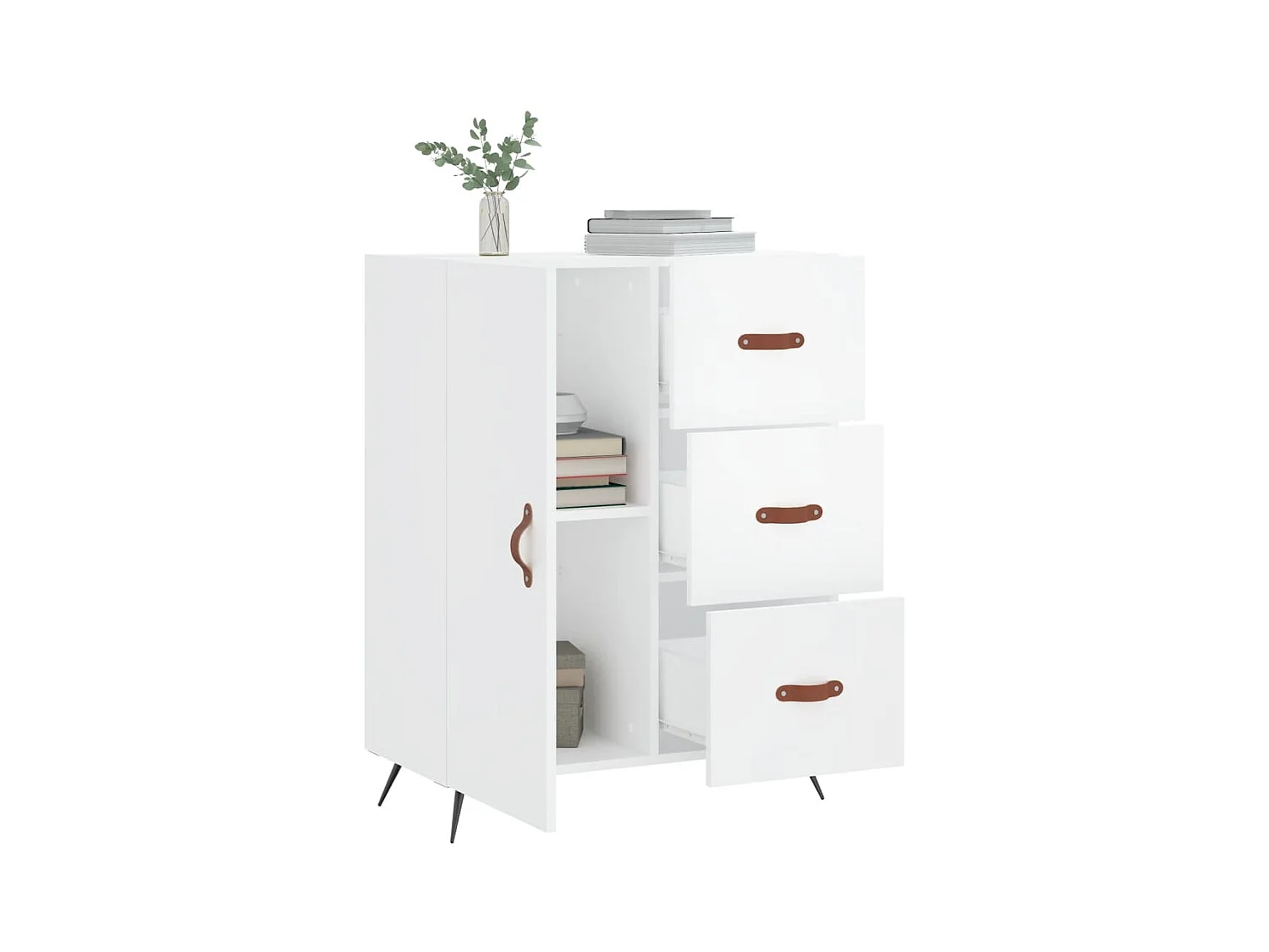 Buffet | Bahut | Meuble de rangement Blanc brillant 69,5x34x90 cm Bois d'ingénierie