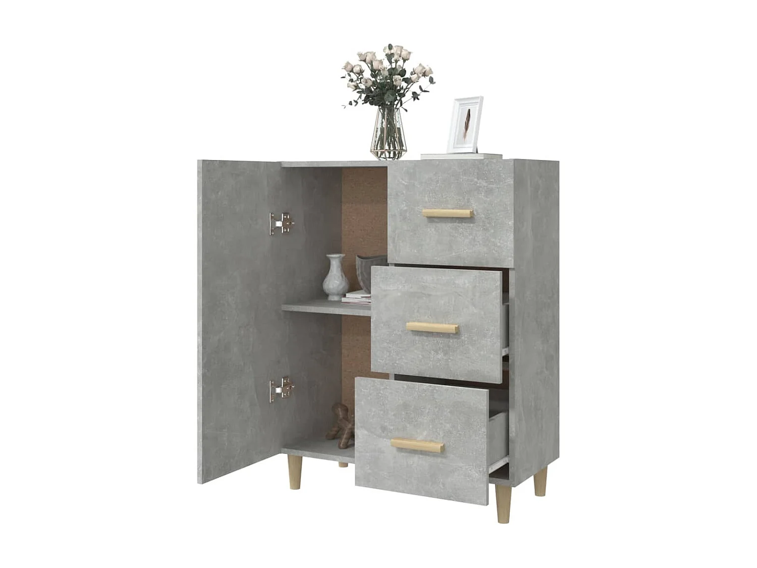 Buffet | Bahut | Meuble de rangement gris béton 69,5x34x90 cm bois d'ingénierie