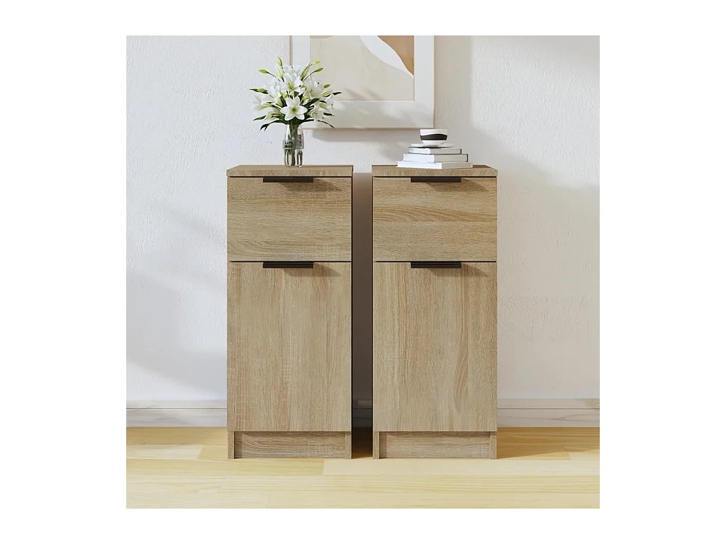 Buffet | Commode à tiroir | Meuble de rangements | Bahuts | Meuble de rangement 2 pcs Chêne Sonoma 30x30x70 cm Bois d'ingénierie