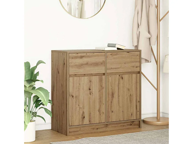 Credenza | Buffet | Armadio con Cassetto Rovere Artigianale 80x34x76 cm Truciolato