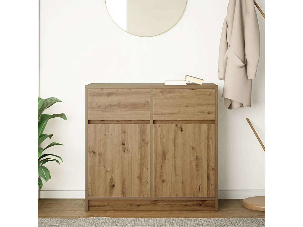 Buffet | Commode à tiroir | Meuble de rangement avec tiroir chêne artisanal 80x34x76cm bois d'ingénierie