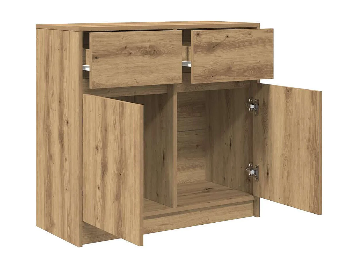 Buffet | Commode à tiroir | Meuble de rangement avec tiroir chêne artisanal 80x34x76cm bois d'ingénierie