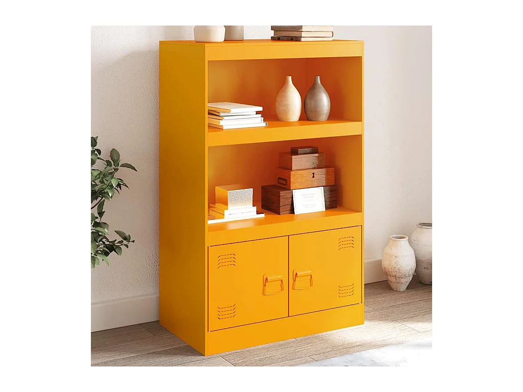 Buffet | Bahut | Meuble de rangement jaune moutarde 67x39x107 cm acier