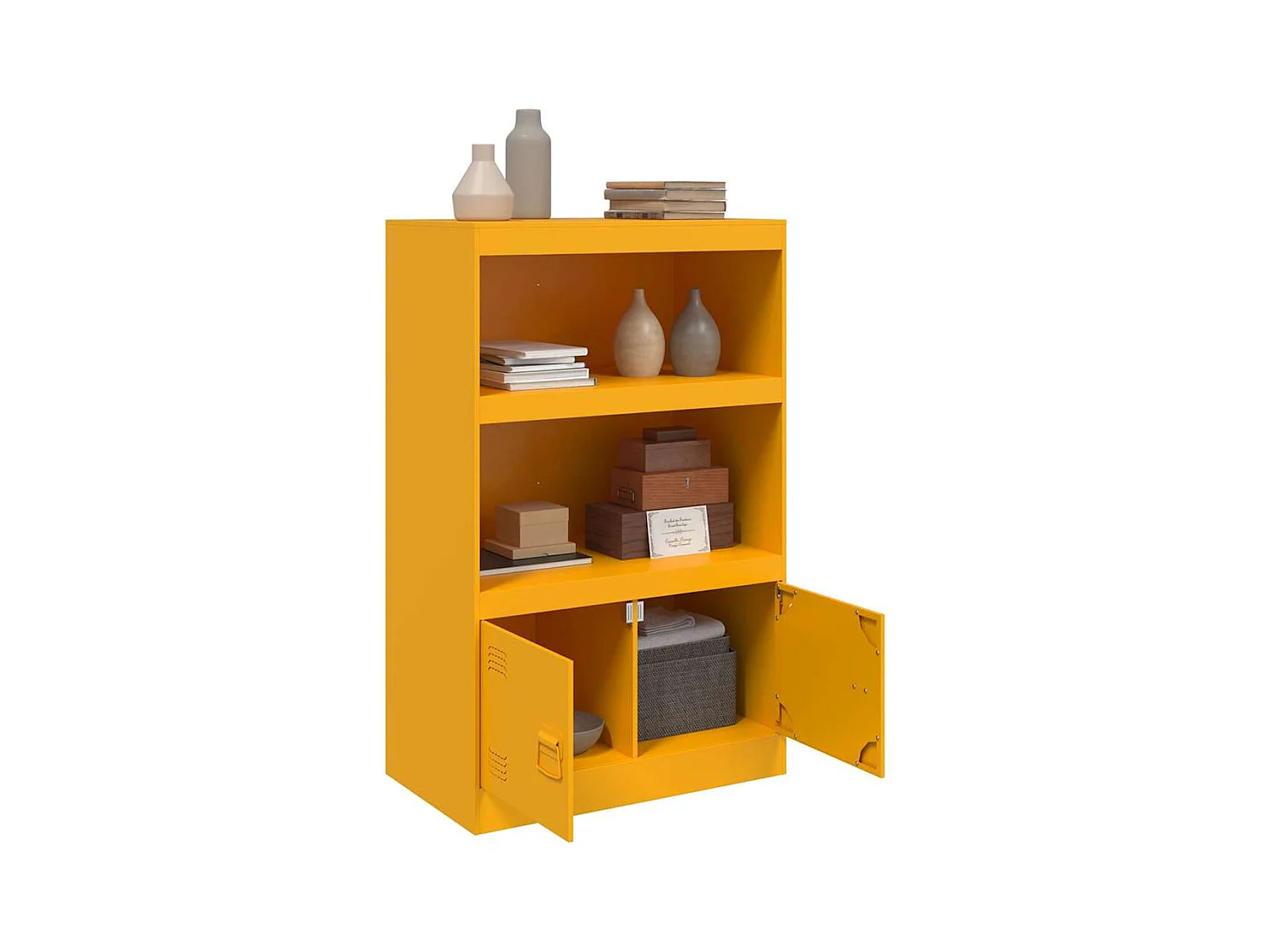 Buffet | Bahut | Meuble de rangement jaune moutarde 67x39x107 cm acier