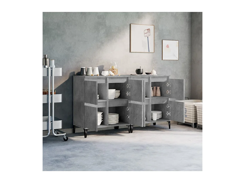 Credenze | Buffet | Armadi 2pz Grigio Cemento 60x35x70 cm in Legno Multistrato