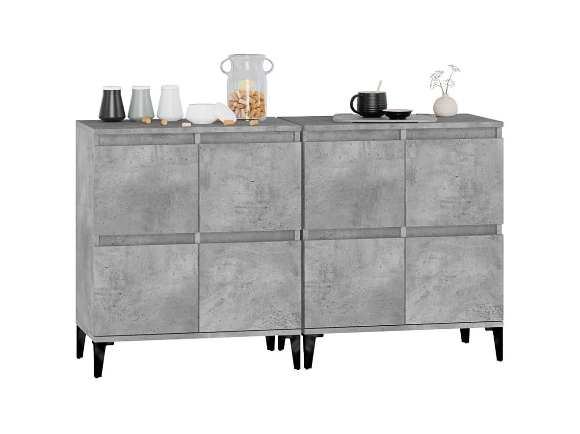 Credenze | Buffet | Armadi 2pz Grigio Cemento 60x35x70 cm in Legno Multistrato
