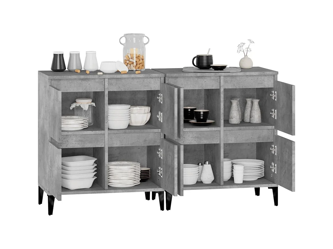 Credenze | Buffet | Armadi 2pz Grigio Cemento 60x35x70 cm in Legno Multistrato