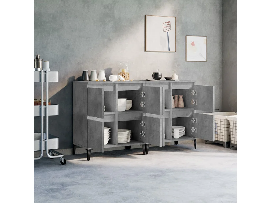 Buffets | Bahuts | Meuble de rangement 2 pcs gris béton 60x35x70 cm bois d'ingénierie