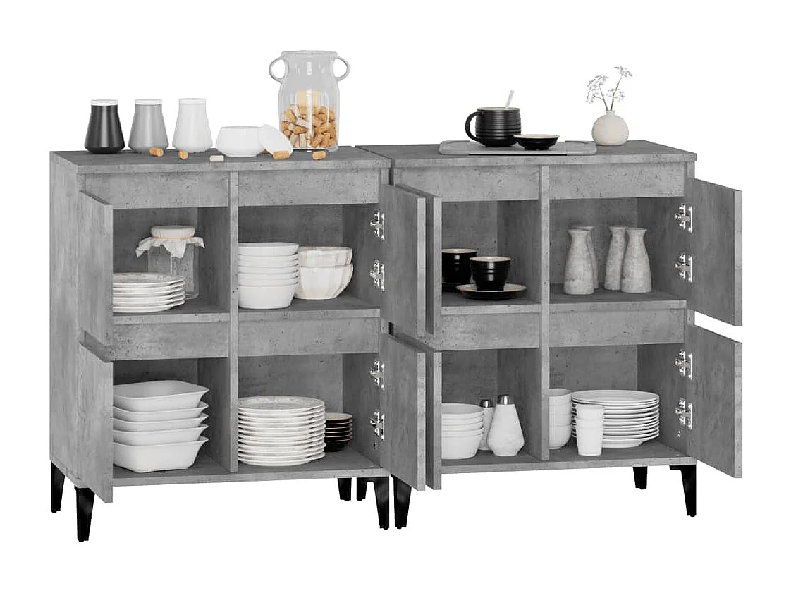 Buffets | Bahuts | Meuble de rangement 2 pcs gris béton 60x35x70 cm bois d'ingénierie