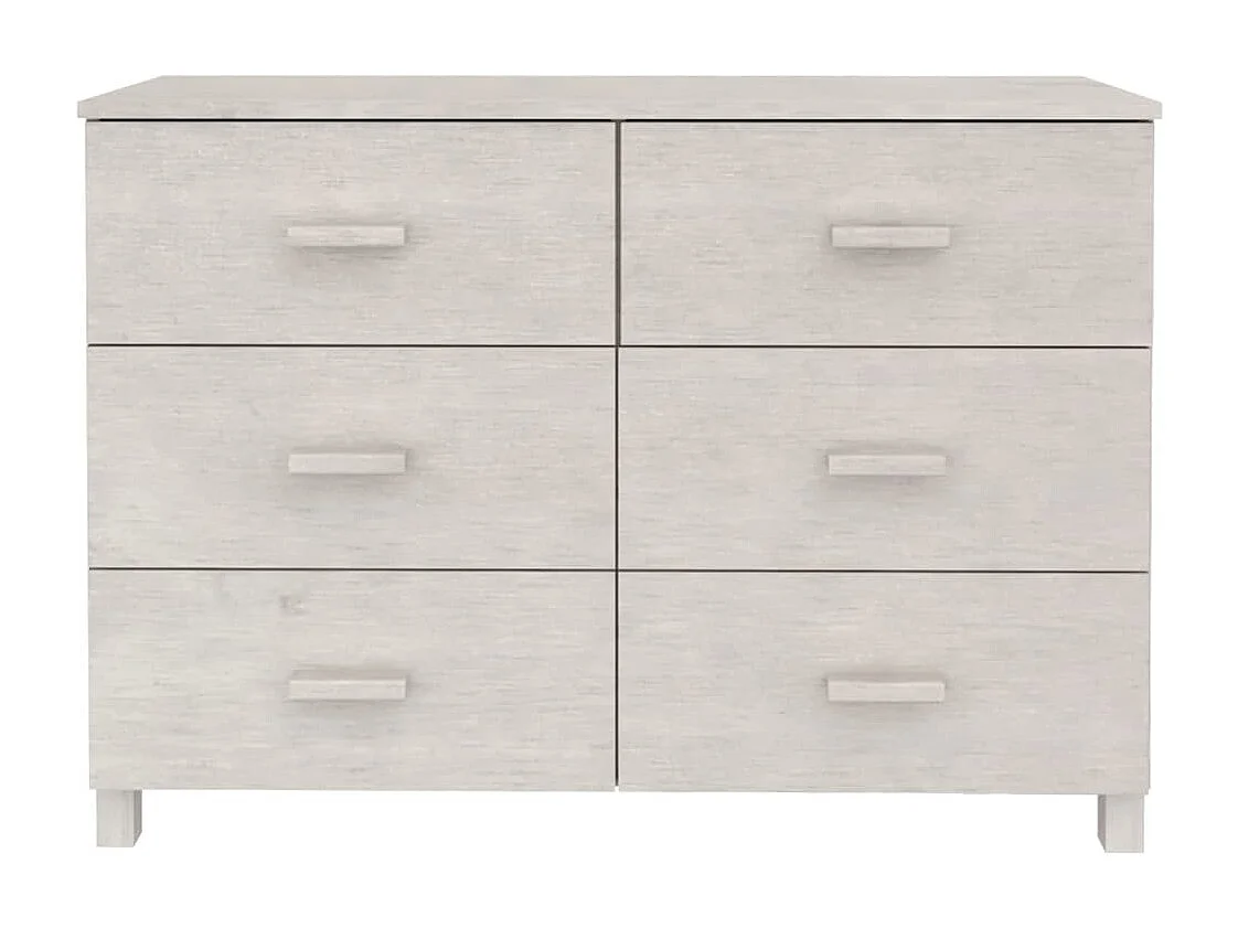 Credenza | Buffet | Armadio HAMAR Bianca 113x40x80 cm in Legno Massello di Pino