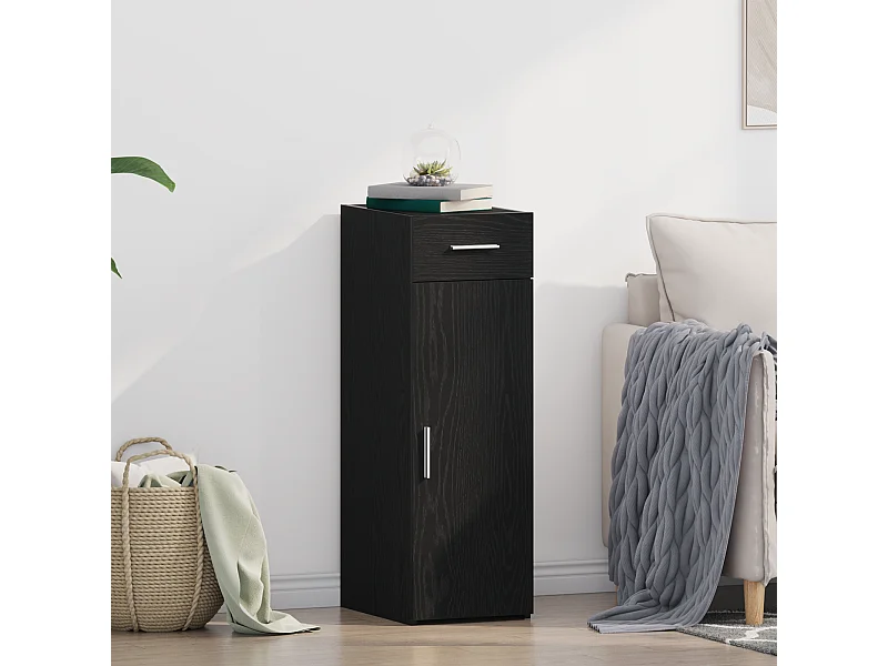 Buffet | Bahut | Meuble de rangement Noir Chêne 30x42,5x93 cm Bois aggloméré