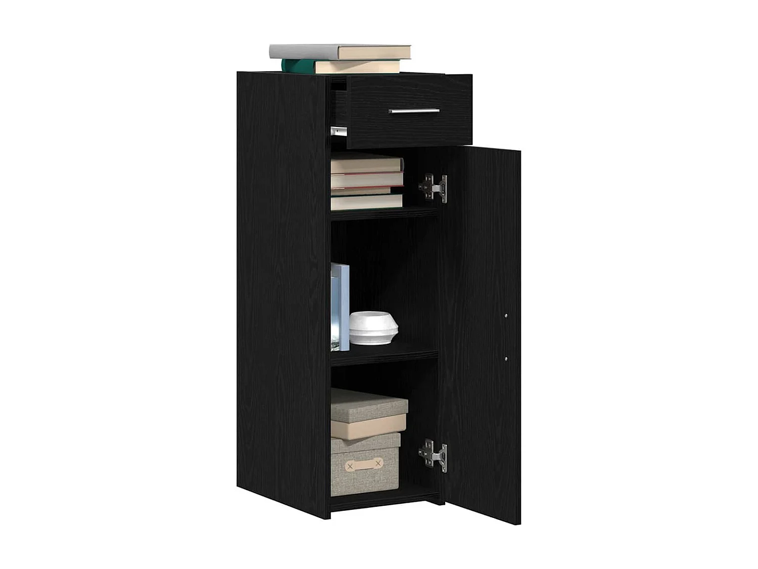 Buffet | Bahut | Meuble de rangement Noir Chêne 30x42,5x93 cm Bois aggloméré